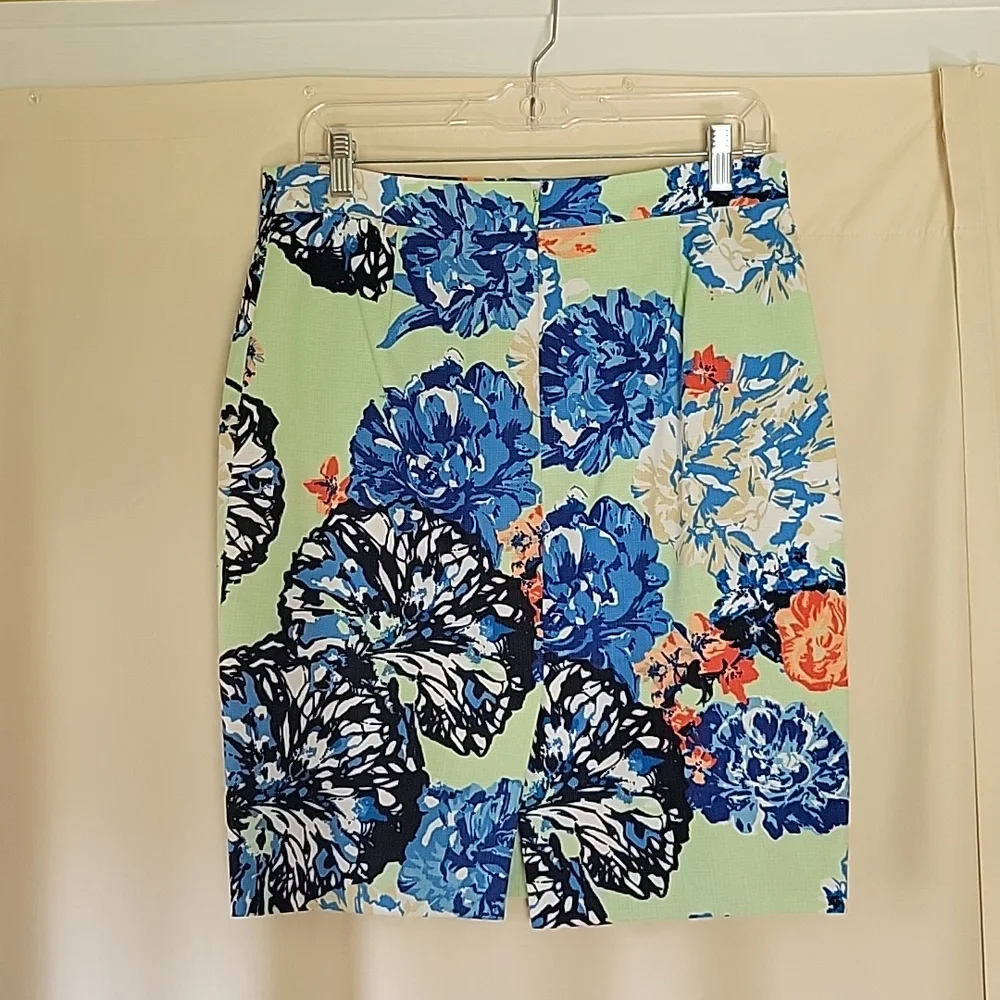 J. Crew Floral Pencil Skirt in Mint, Blue, Navy & Coral - Picture 2 of 6